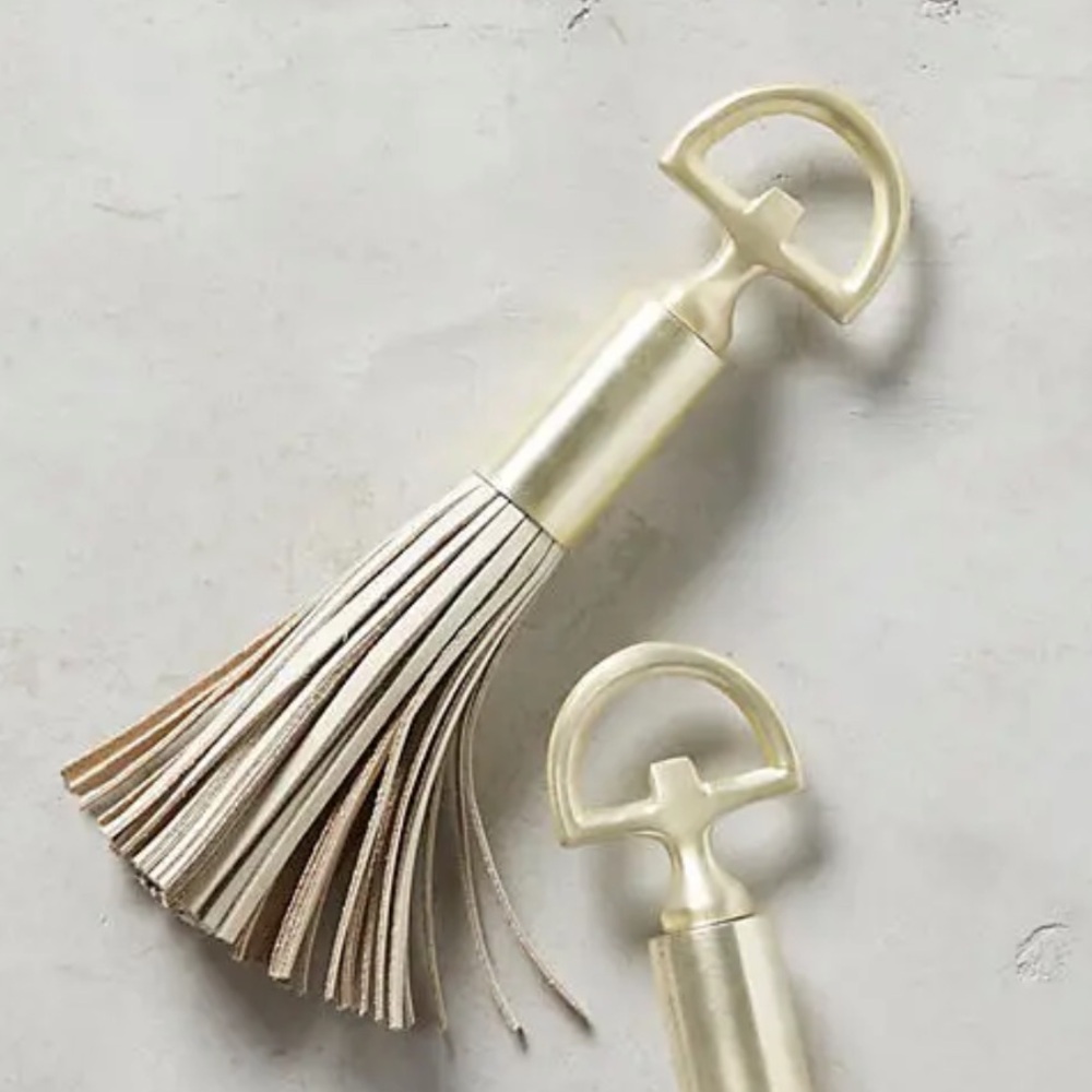 Anthropologie Gold and Cream Bottle Opener